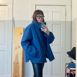 Oversized quilted denim jacket